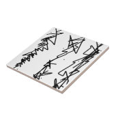 Abstracte kunstketting zwart-wit tegeltje (Zijkant)