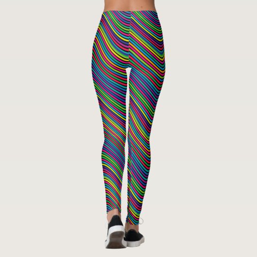 Abstracte kunstkleurdecoratieve avy-lijnen leggings (Achterkant)