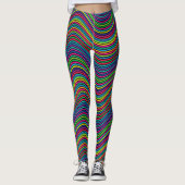 Abstracte kunstkleurdecoratieve avy-lijnen leggings (Voorkant)