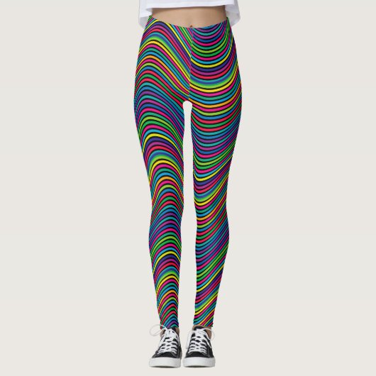 Abstracte kunstkleurdecoratieve avy-lijnen leggings (Voorkant)