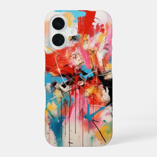 Abstracte kunstkleuren iPhone 16 hoesje (Achterkant)