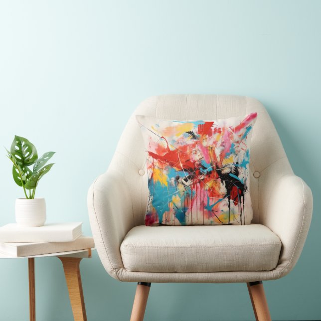 Abstracte kunstkleuren kussen (Stoel)