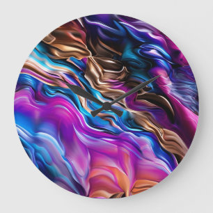 Abstracte kunstklok met kleurrijke golven grote klok