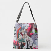 Abstracte kunstkraakbedekking met handbeschilderd crossbody tas (Achterkant)