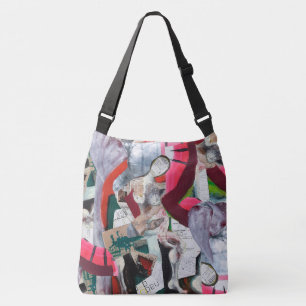 Abstracte kunstkraakbedekking met handbeschilderd crossbody tas