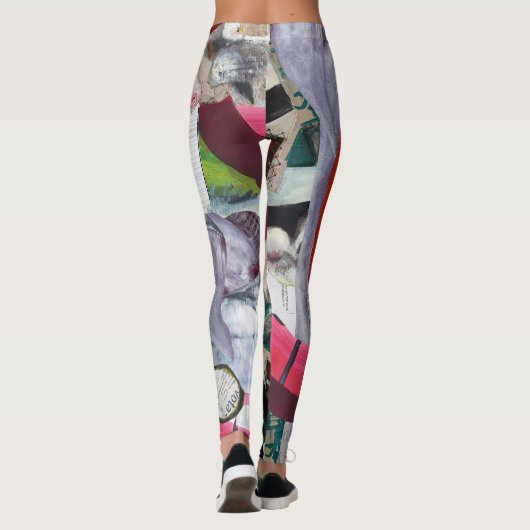 Abstracte kunstkraakbedekking met handbeschilderd leggings (Achterkant)