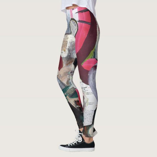 Abstracte kunstkraakbedekking met handbeschilderd leggings (Links)