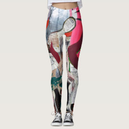 Abstracte kunstkraakbedekking met handbeschilderd leggings
