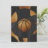 Abstracte kunstkunst Bronze Basketball Feestdagenkaart (Staand voorkant)