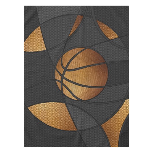 Abstracte kunstkunst Bronze Basketball Tafelkleed (Voorkant)