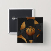 Abstracte kunstkunst Bronze Basketball Vierkante Button 5,1 Cm (Voorkant /achterkant)