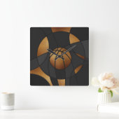 Abstracte kunstkunst Bronze Basketball Vierkante Klok (Huis)