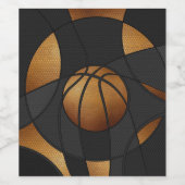 Abstracte kunstkunst Bronze Basketball Wijn Etiket (Enkel label)