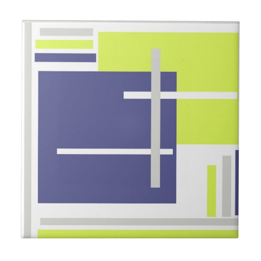 Abstracte kunstlaag Blauw Geel Wit Tegeltje (Voorkant)