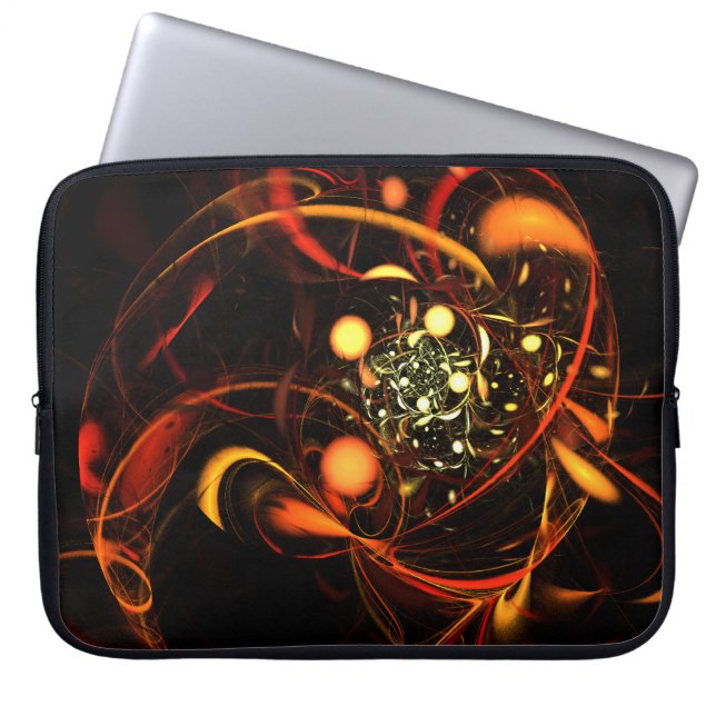 Abstracte kunstlaptophoes met hartslag laptop sleeve (Voorkant)