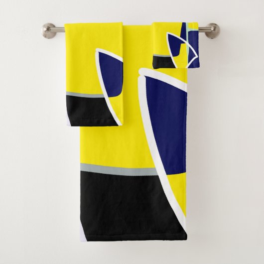 Abstracte kunstlijnen voor Vet Geel Blauw Zwart Bad Handdoek (Insitu)