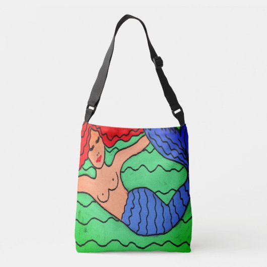 Abstracte kunstmermaid crossbody tas (Achterkant)