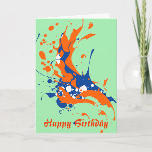 Abstracte Kunstmint Green Happy Birthday-verf Kaart