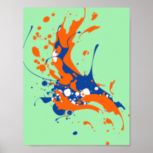 Abstracte Kunstmint Groene Moderne Kunstverfsplash Poster
