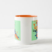 Abstracte kunstmint-groene verf voor artistieke do tweekleurige koffiemok (Center)