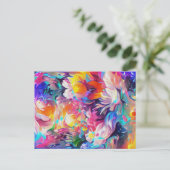 Abstracte Kunstmooie en kleurrijke Floral Briefkaart (Staand voorkant)