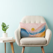 Abstracte kunstoceaanwaterlandschapsroze en blauw  kussen (Stoel)