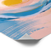 Abstracte kunstoceaanwaterlandschapsroze en blauw poster (Hoek)