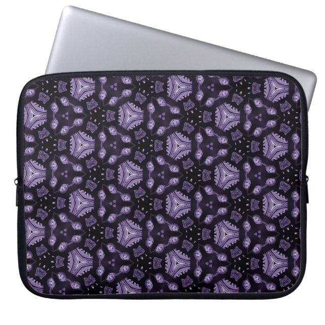 Abstracte kunstogen en een patroon van diamantwate laptop sleeve (Voorkant)