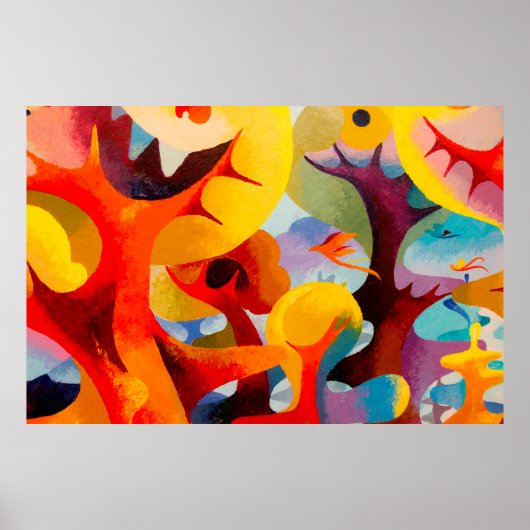 Abstracte kunstolie en acrylkleur op canvas, Brus Poster (Voorkant)