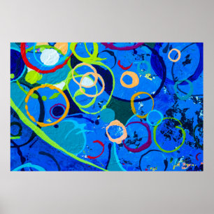 Abstracte kunstolie en acrylkleurstof op een blik  poster