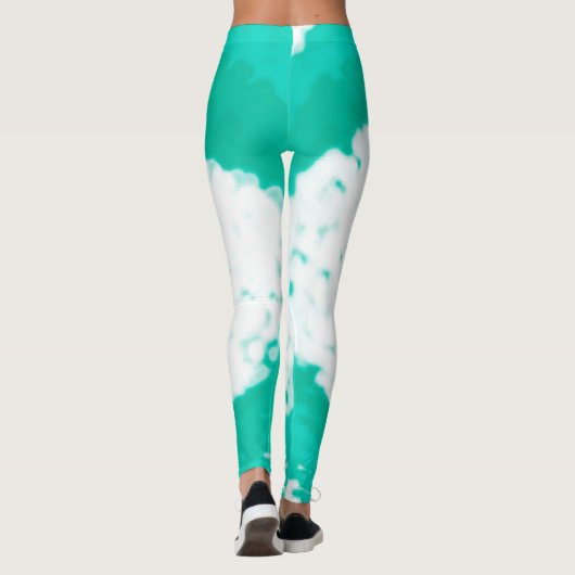 Abstracte kunstpasta Turquoise Green White Leggings (Achterkant)