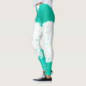 Abstracte kunstpasta Turquoise Green White Leggings (Links)