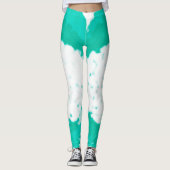 Abstracte kunstpasta Turquoise Green White Leggings (Voorkant)