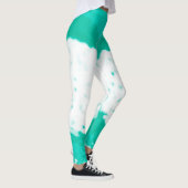 Abstracte kunstpasta Turquoise Green White Leggings (Rechts)