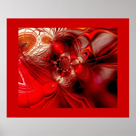 Abstracte kunstposter gewikkeld in rood 2 poster (Voorkant)