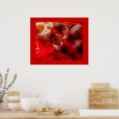 Abstracte kunstposter gewikkeld in rood 2 poster (Keuken)