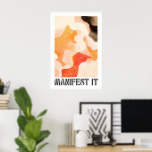 Abstracte Kunstprint Aardetonen Golven, Motiverend Poster (Thuiskantoor)