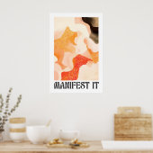 Abstracte Kunstprint Aardtint Golven, Motiverend Poster (Keuken)