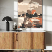Abstracte kunstprint in aardetinten