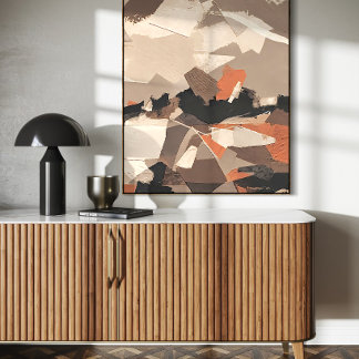 Abstracte kunstprint in aardetinten poster