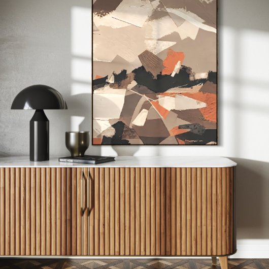 Abstracte kunstprint in aardetinten poster