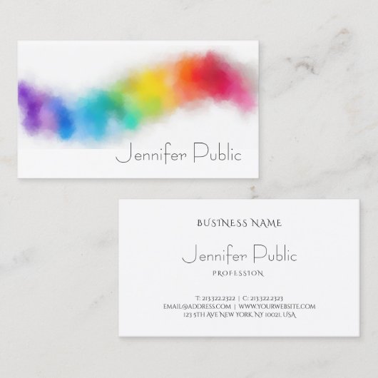 Abstracte kunstregenboogkleuren Modern Elegant Tre Visitekaartje (Voorkant / Achterkant)