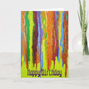 Abstracte kunstregenboogstrepen Happy Birthday-ver Kaart