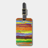 Abstracte kunstregenboogstrepen verfdruppelaar bagagelabel (Voorkant verticaal)