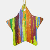 Abstracte kunstregenboogstrepen verfdruppelaar keramisch ornament (Links)