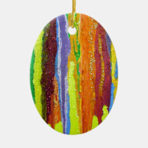 Abstracte kunstregenboogstrepen verfdruppelaar keramisch ornament
