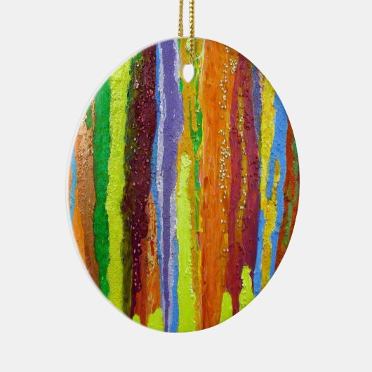 Abstracte kunstregenboogstrepen verfdruppelaar keramisch ornament (Rechts)