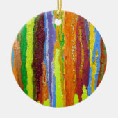 Abstracte kunstregenboogstrepen verfdruppelaar keramisch ornament (Voorkant)