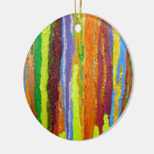 Abstracte kunstregenboogstrepen verfdruppelaar keramisch ornament (Links)