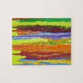 Abstracte kunstregenboogstrepen verfdruppelaar legpuzzel (Horizontaal)
